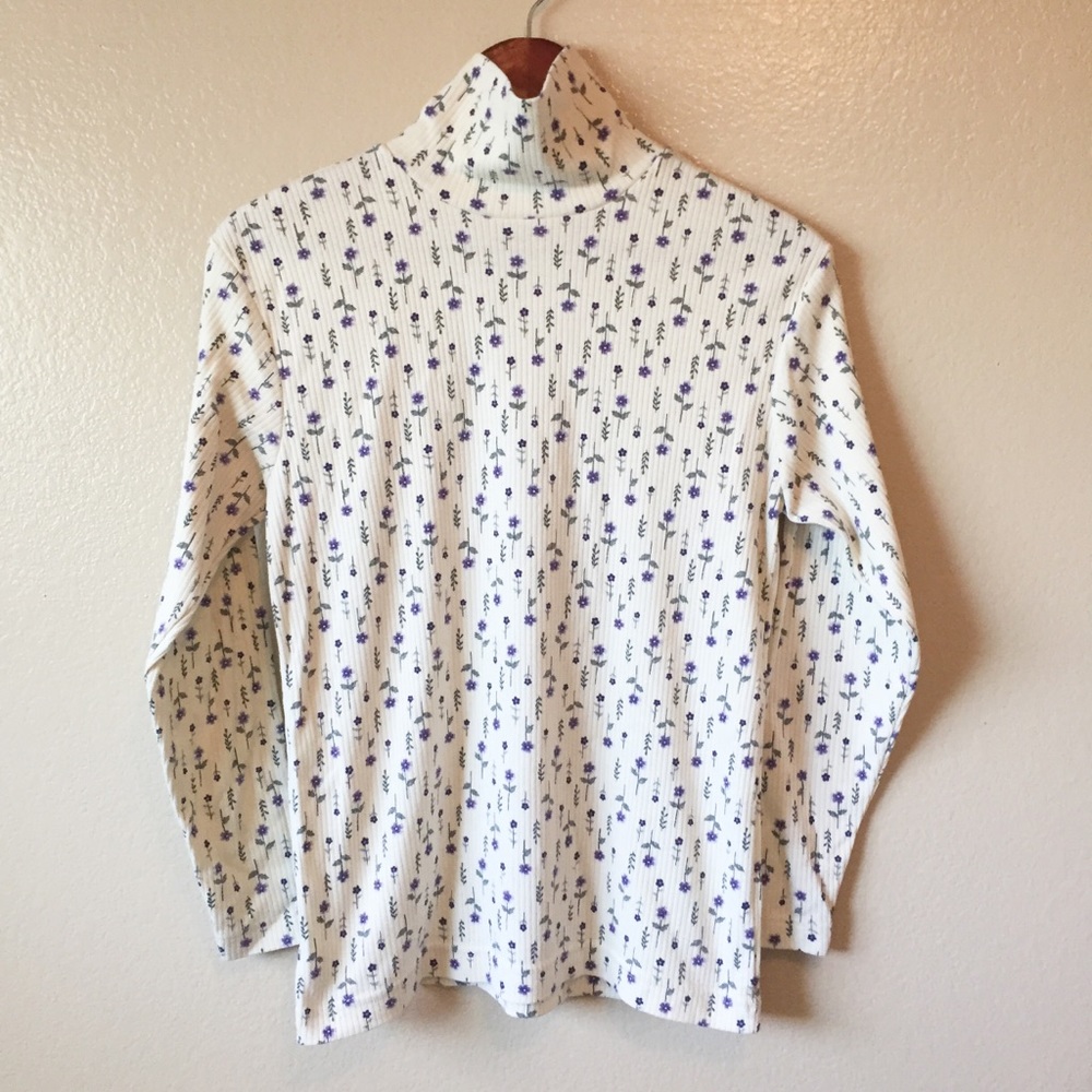 Bobbie Brooks Floral Turtleneck Sweater